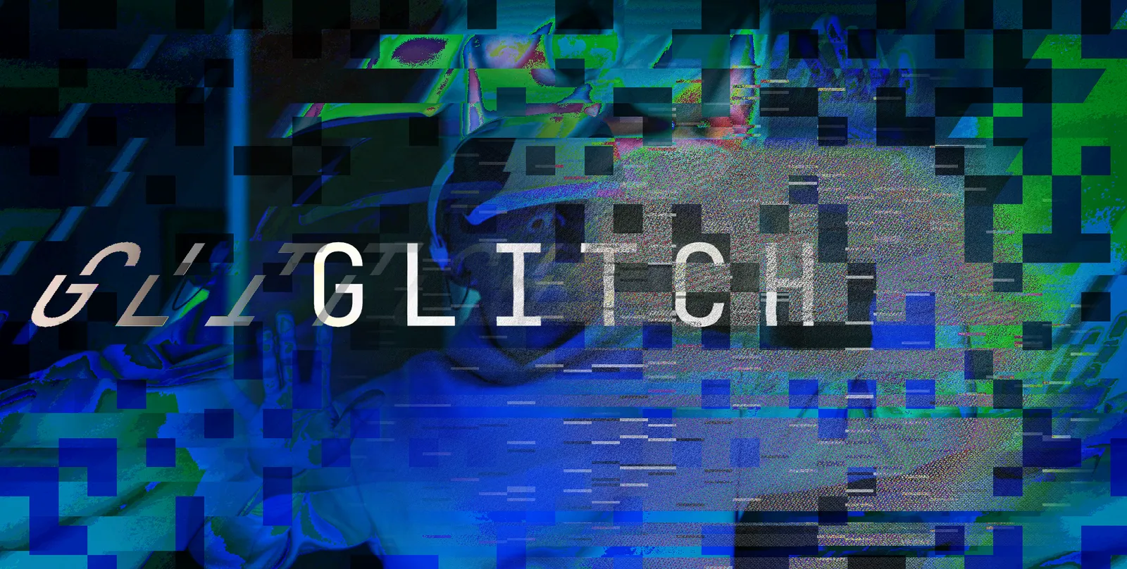 Databend macroblocks smear and byte-shift while Displace Tear shears the frame on hard seams