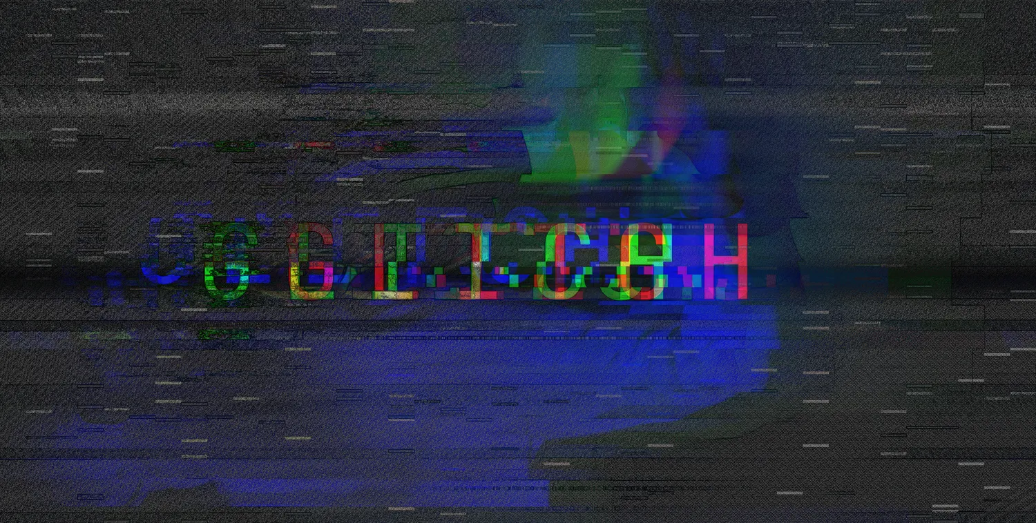 RGB chromatic split over a dark frame