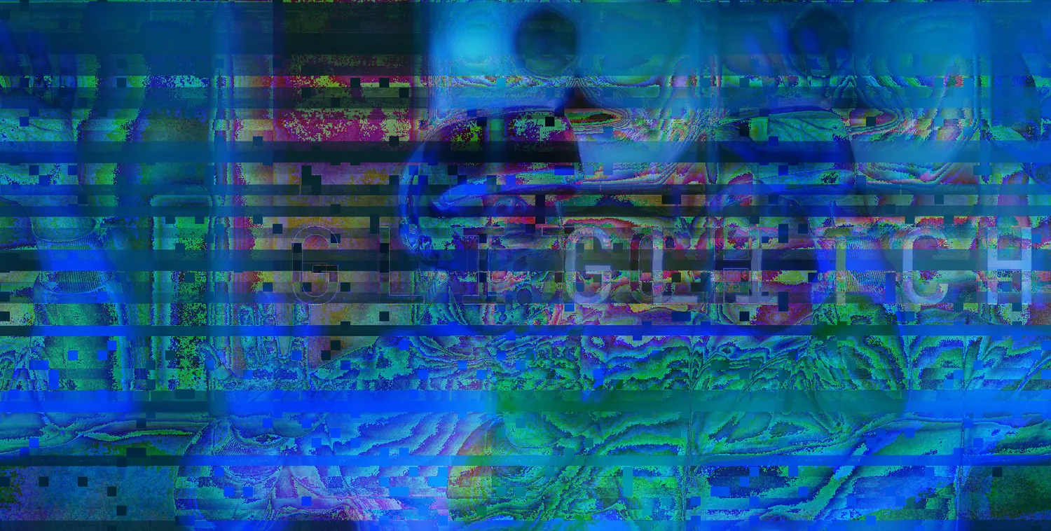 A dense blue scanline break