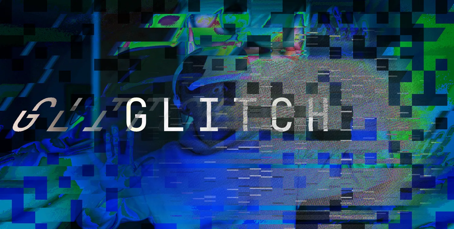 Pixel-sorted and pixelated, the mark set in italic