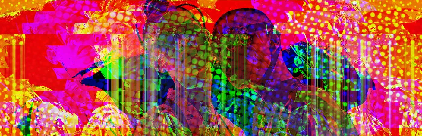 Image as Audio, Databend and Pixel Stretch reducing the frame to a red and green riot