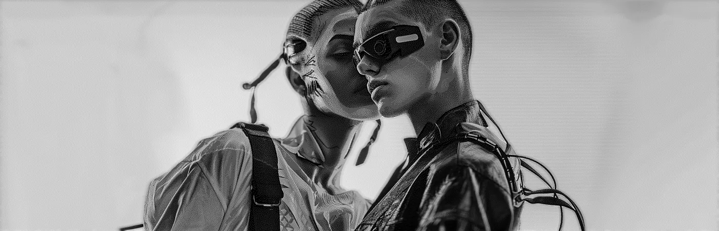 Monochrome dither with depth-driven defocus and fine scanlines